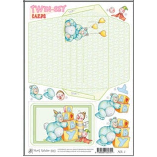 KARTEN und Zubehör / Cards Marij Rahder twin set cartes 01 bébé