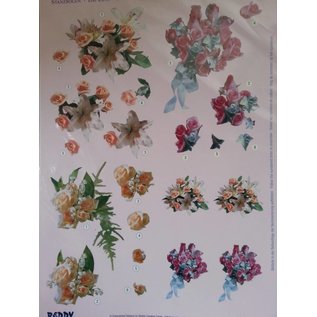 Bilder, 3D Bilder und ausgestanzte Teile usw... 3D Die cut sheets + 1 background sheets: bridal bouquets