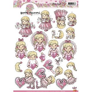 Yvonne Creations A4 feuilles coupées: Fille avec le coeur