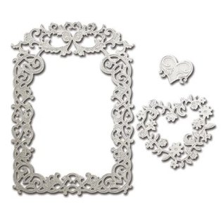 Spellbinders und Rayher Punzonatura e goffratura modello: Cornice floreale con il cuore