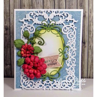 Spellbinders und Rayher Troquelado y estampado en relieve plantilla: Marco floral con el corazón