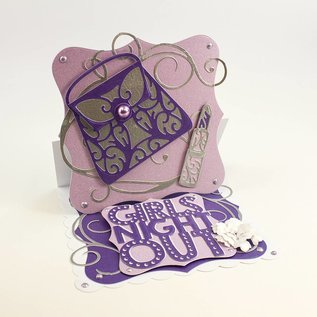 Tonic Studio´s Ponsen en embossing sjabloon: Rococo stijlvolle handtas