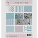Karten und Scrapbooking Papier, Papier blöcke A4, papel y etiquetas, "Sweet Roses azul"