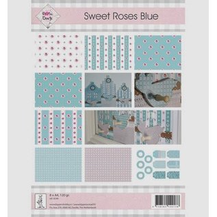 Karten und Scrapbooking Papier, Papier blöcke A4, carta ed etichette, "Sweet rose blu"