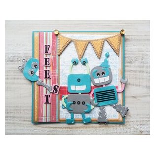 Marianne Design Stamping and embossing stencil + stamp designs: Robot