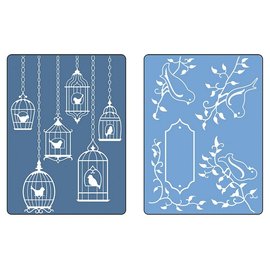 Sizzix Embossing folders, 2 pieces, birds and birdhouses