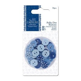 Docrafts / Papermania / Urban 30 mini boutons, tons bleus, avec et sans points blancs