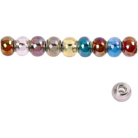 Schmuck Gestalten / Jewellery art 10 perles de verre, D: 13-15 mm, couleurs transparentes