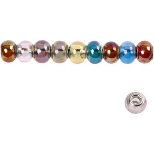 Schmuck Gestalten / Jewellery art 10 glass beads, D: 13-15 mm, transparent colors