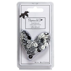 Docrafts / Papermania / Urban 60 mini-boutons, noir / blanc avec des points