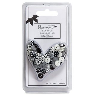 Docrafts / Papermania / Urban 60 mini buttons, black / white with dots