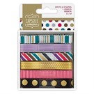 Docrafts / Papermania / Urban 6 X 1m satin ribbon with dots and stripes