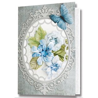 Embellishments / Verzierungen Die hojas sueltas, juego de 2 centros de flores, azul