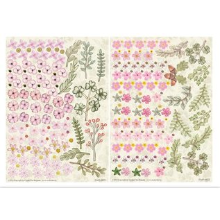 Embellishments / Verzierungen Die cut ark, sett med 2 blomsterdekorasjoner, rosa