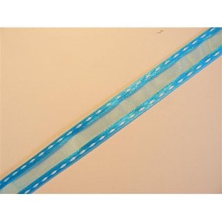 DEKOBAND / RIBBONS / RUBANS ... organza Dekoband with embroidered edges, turquoise