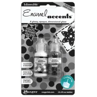 Tim Holtz Enamel accents 3D black and white set. after attaching and drying, it looks like enamel!