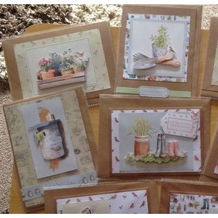 Docrafts / Papermania / Urban A4-decoupage kaarten set, tuin motieven