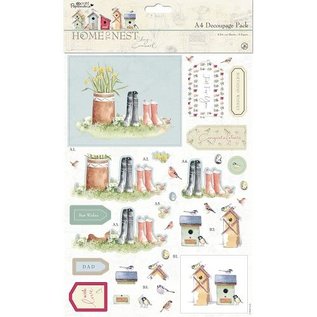 Docrafts / Papermania / Urban A4-decoupage kaarten set, tuin motieven