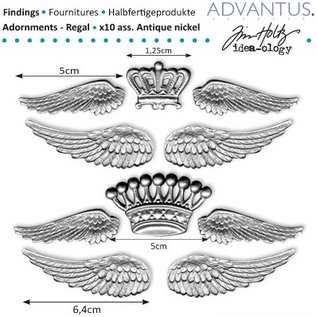 Embellishments / Verzierungen ailes métalliques antiques + couronne