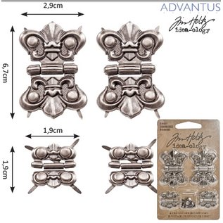 Embellishments / Verzierungen 4 metales bisagras, antigüedad
