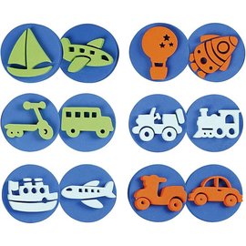 Kinder Bastelsets / Kids Craft Kits Stamp of foam rubber: transport, a total of 12 designs