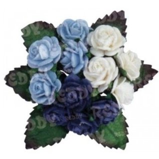 Embellishments / Verzierungen Mini-florets, h'blau, d'blue, white