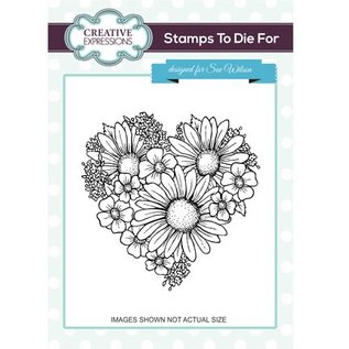 CREATIVE EXPRESSIONS und COUTURE CREATIONS Gummi Stempel, Heart of Blossoms
