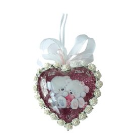 Embellishments / Verzierungen 2 medallones de vidrio acrílico, 8cm corazón, 2 partes