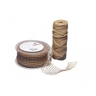 Embellishments / Verzierungen Jute mesh belt, nature, 50 mm, sold by the meter