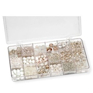 Schmuck Gestalten / Jewellery art Assortment box 21 x 10.5 x 2.4 cm, glass beads, white