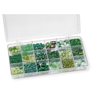 Schmuck Gestalten / Jewellery art Assortment 21 x 10.5 x 2.4 cm with glass beads, green