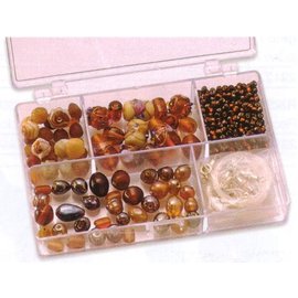 Schmuck Gestalten / Jewellery art Schmuckbox perles de verre assortiment brun