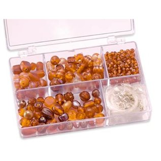 Schmuck Gestalten / Jewellery art Perlas de vidrio Schmuckbox naranja surtido