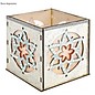 Objekten zum Dekorieren / objects for decorating Wooden Bastelset tealights holder, with star motif, 9,5x9,5x10cm, with 15 stars