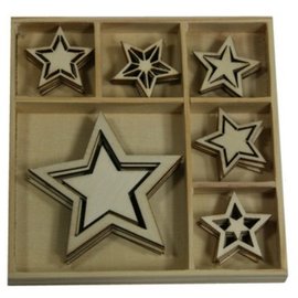 Objekten zum Dekorieren / objects for decorating Hout Ornament Box, Star 30 delen