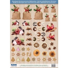 Embellishments / Verzierungen Die cut ark med Weihnachtsgebaeck, bagte æbler fra 250 g karton, A4