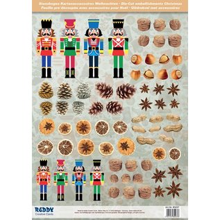 Embellishments / Verzierungen Die cut sheets with nutcrackers, dried fruit from 250g card stock, A4