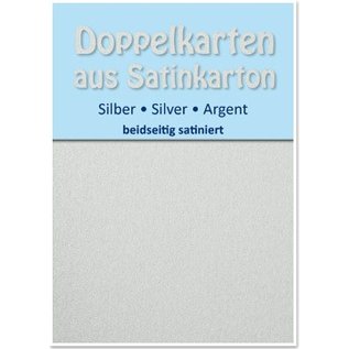 KARTEN und Zubehör / Cards 10 Satin cartes doubles A6, l'argent, satiné sur les deux côtés