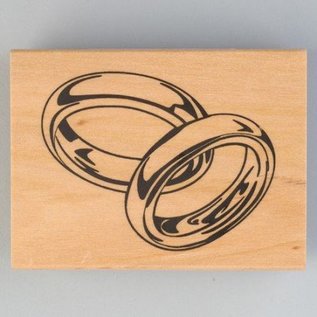 Stempel / Stamp: Holz / Wood Wooden stamp, wedding rings, 40 x 60 mm