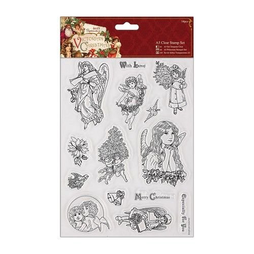 Docrafts / Papermania / Urban A5 Precision Stamp Set, Victoriaanse Kerst - Angel Docrafts / Papermania / Urban A5 Precision Stamp Set, Victoriaanse Kerst - Angel