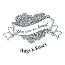 CREATIVE EXPRESSIONS und COUTURE CREATIONS Rubber stamp, roses heart with Label and Text
