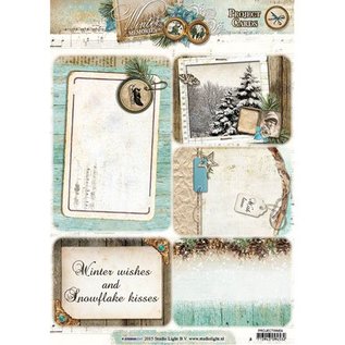 Bilder, 3D Bilder und ausgestanzte Teile usw... Stanzbogen, A4, Projekt Cards: Winter memories, mit 5 Hintergrund Projekt Karten.