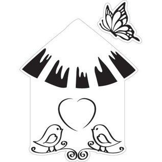 Marianne Design Cortar y repujar stencil + stamp, bird house: bird