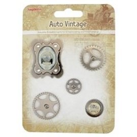 Embellishments / Verzierungen Metall Charms Set Car Vintage, 5 deler