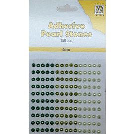 Embellishments / Verzierungen 150 Self-adhesive beads, green