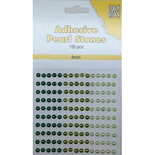 Embellishments / Verzierungen 150 Self-adhesive beads, green