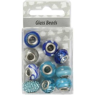 Schmuck Gestalten / Jewellery art Glass Beads Harmony, D: 13-15 mm, blue tones, ranked 10