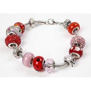 Schmuck Gestalten / Jewellery art Glaskralen harmonie, D: 13-15 mm, rood, gesorteerd 10