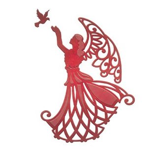 Spellbinders und Rayher Stamping and embossing stencil, angel with bird