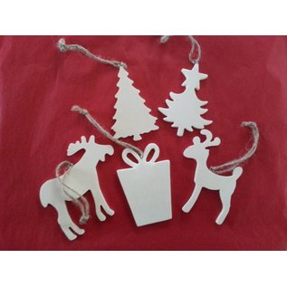 Objekten zum Dekorieren / objects for decorating 5 different Christmas motifs made of wood
